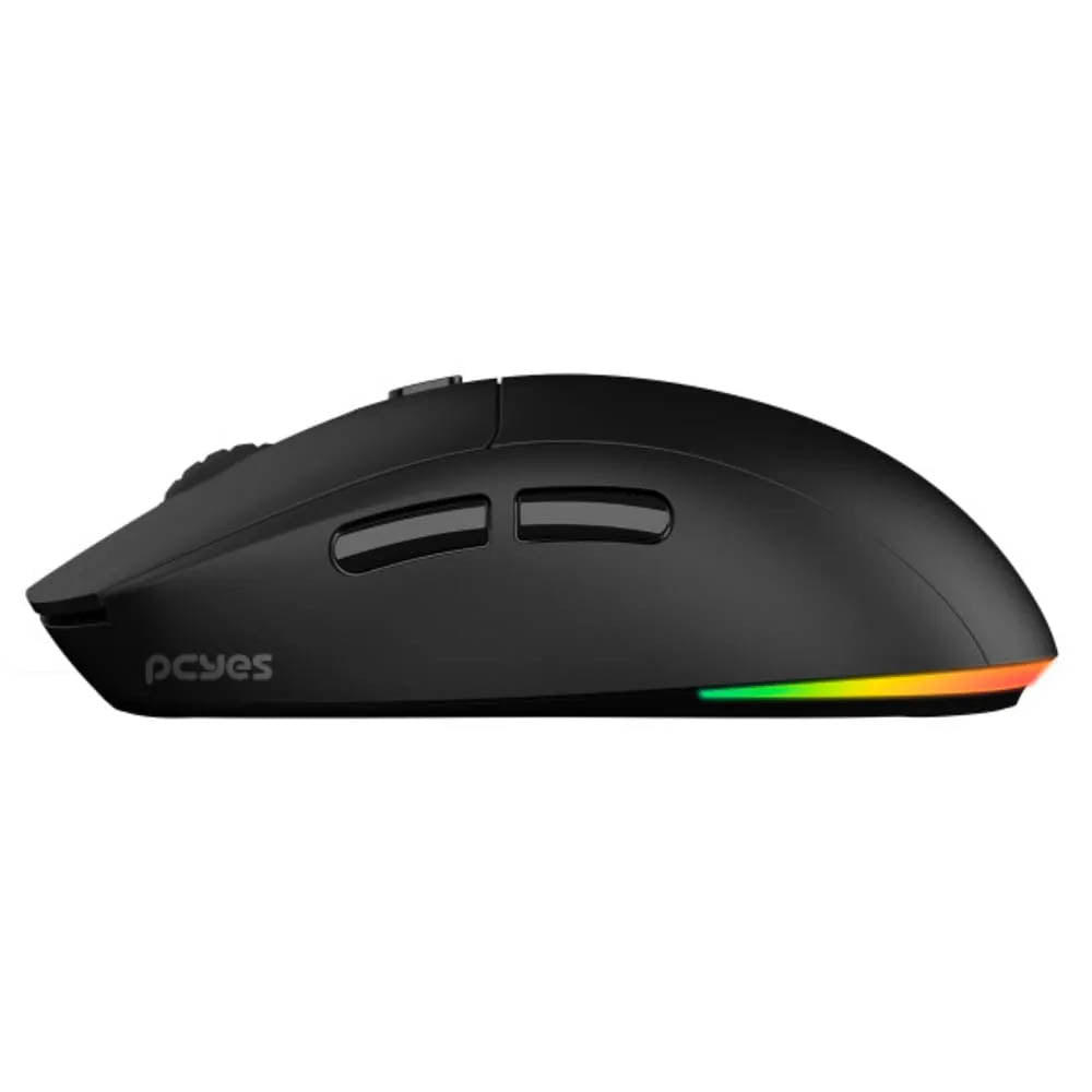 Mouse Gamer Sem Fio PCYes Basaran Black Vulcan 6 Botões 10000dpi RGB Preto - PMGBRSTBV