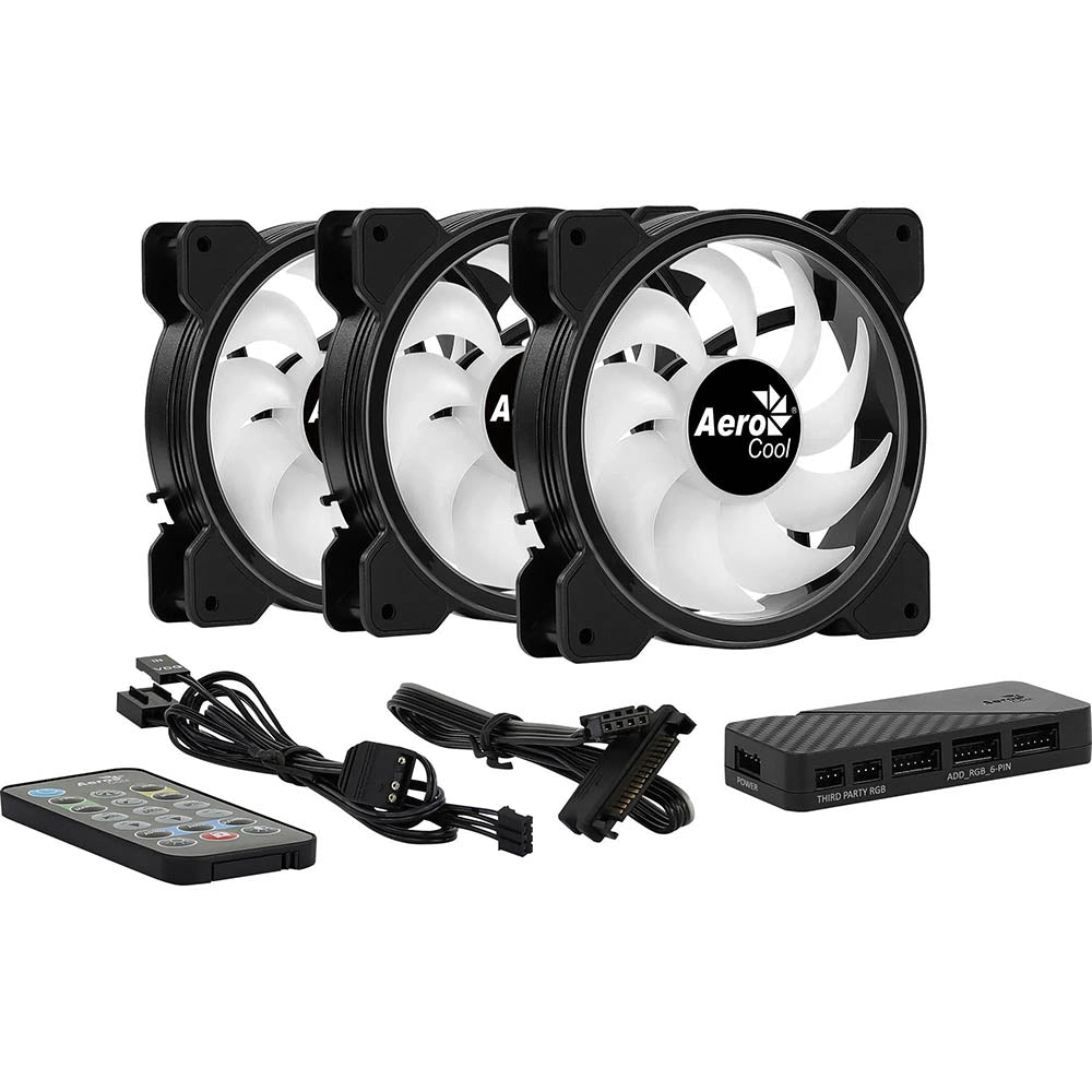 Kit 3 Coolers Fan para Gabinete Saturn 12 Pro ARGB C/ Controladora e Controle Remoto Aerocool - 73853