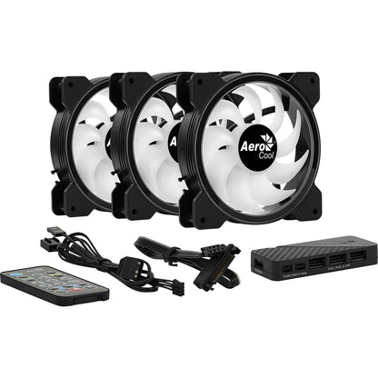 Kit 3 Coolers Fan para Gabinete Saturn 12 Pro ARGB C/ Controladora e Controle Remoto Aerocool - 73853