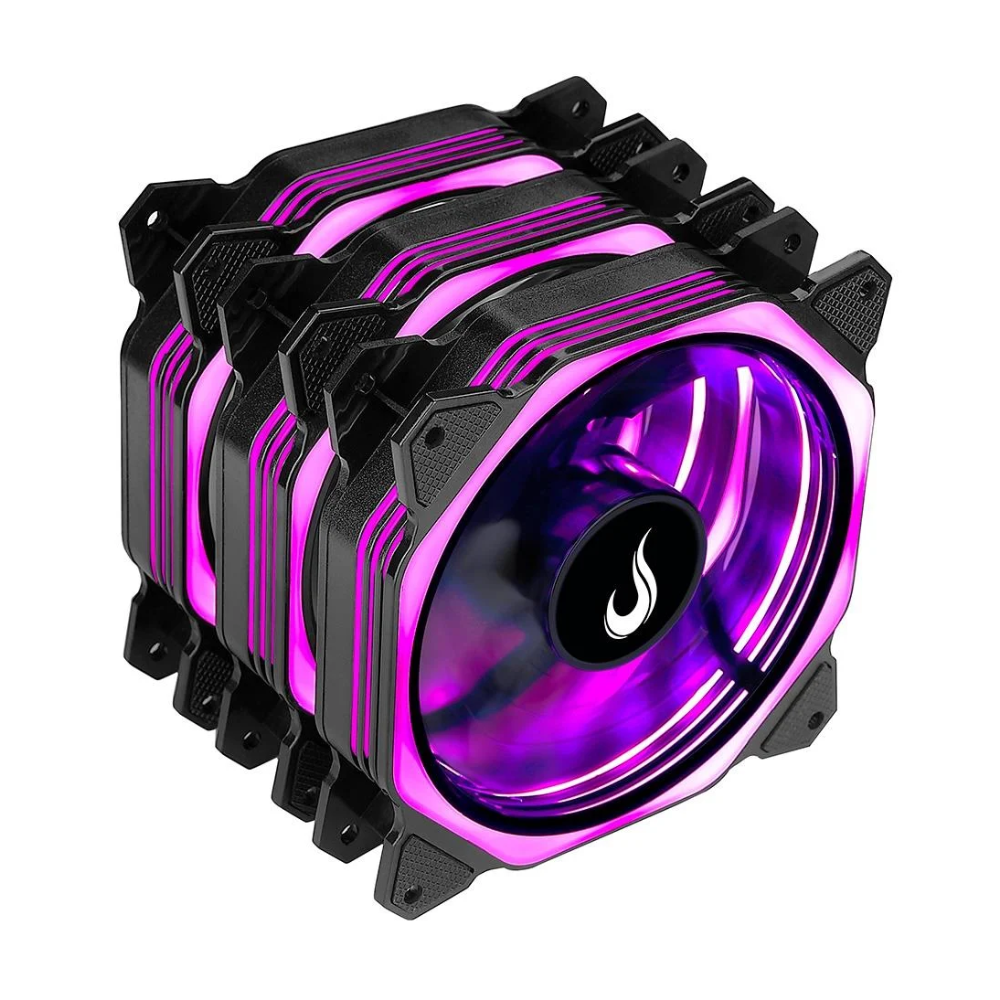 Kit 3x Cooler Fan  Rise Mode Aura RGB  Preto 120mm + Controladora  - RM-AU-02-RGB