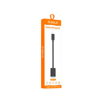 Cabo Otg Adaptador Usb Femea Para Usb Tipo C Macho aGold - CBA-06