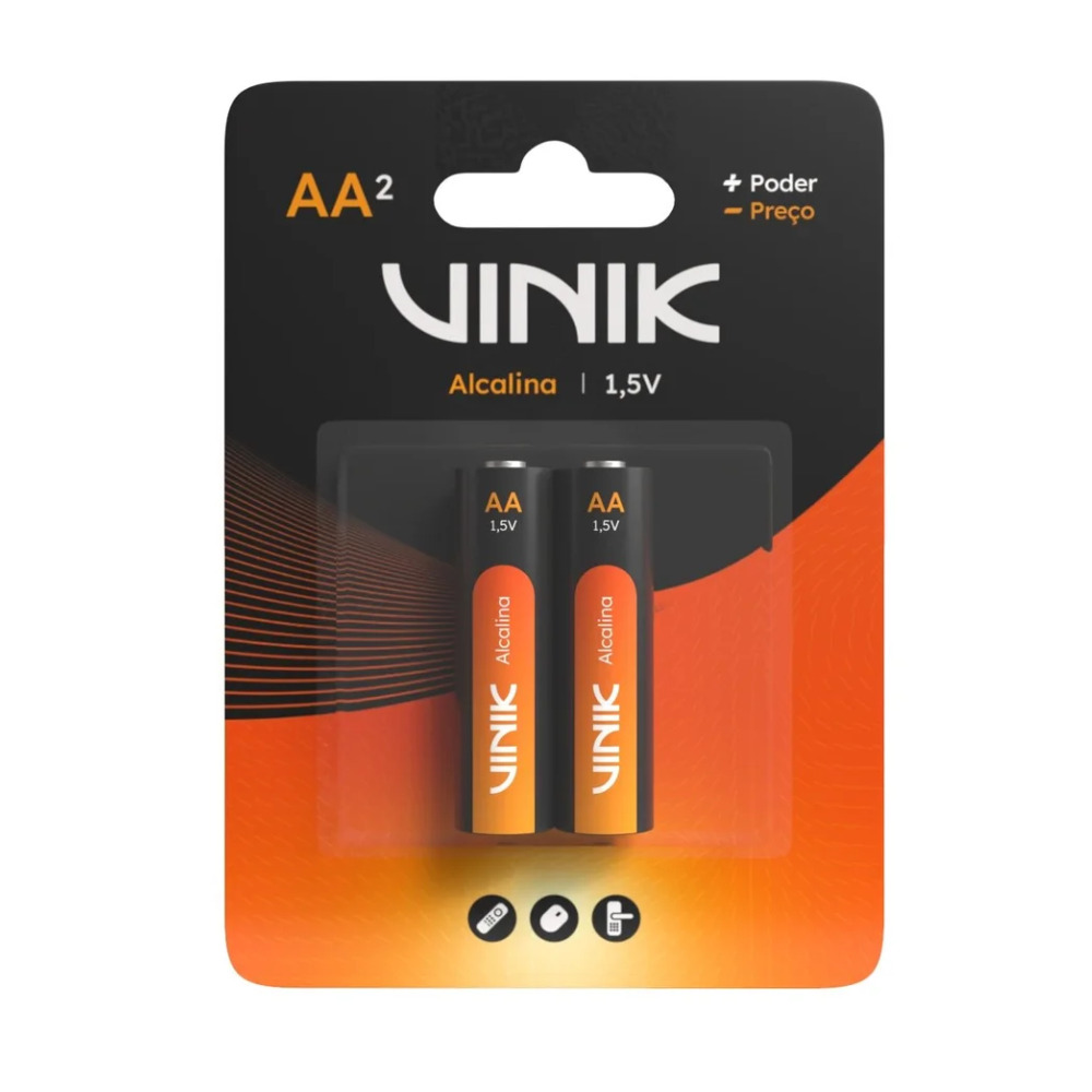 Pilha Alcalina AA Vinik Cartela C/2 Pilhas - VP2AB2A