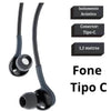 Fone De Ouvido Intra-Auricular Com Fio Tipo C aGOLD Preto - FN-A61
