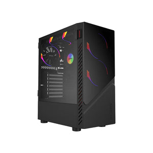 Gabinete Gamer PCYes Set Black Vulcan C/ Lateral em Vidro Temperado Preto - GSBVPBR