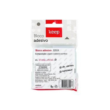 Bloco Adesivo 75x75mm Azul 100 Folhas Keep - EI019