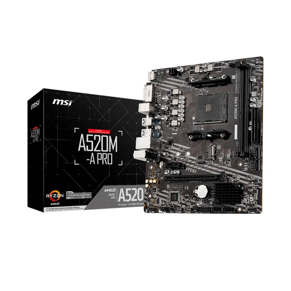 Placa Mae MSI A520M-A Pro DDR4 4600MHz Socket AM4 AMD Ryzen Hdmi Usb 3.2 - 911-7C96-065