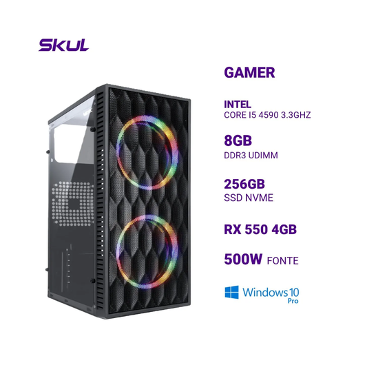 Computador Gamer Skul 5000 Intel I5-4590 3.3Ghz 8gb Ssd 256gb Nvme RX 550 4Gb Fonte 500W