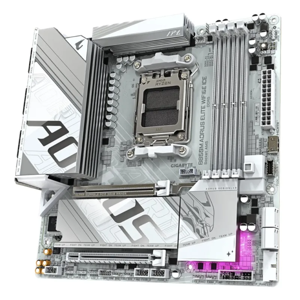 Placa Mae AMD Gigabyte B850M Aorus Eagle Wifi 6E Ice DDR5 AMD AM5 Displayport Hdmi Usb 3.2 Branca - B850M  Ice
