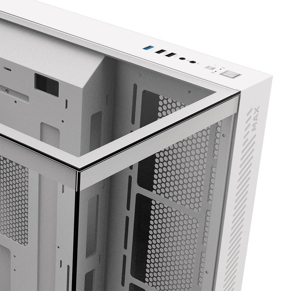Gabinete Gamer PCYes Mid Tower Forcefield MAX White Ghost Branco Com Lateral e Frente em Vidro Temperado - GFFMAXWG