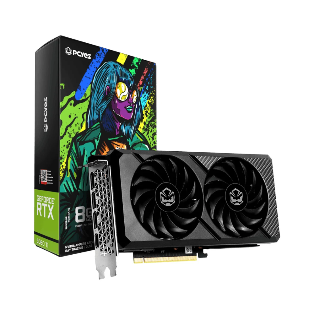 Placa De Video PcYes 8Gb RTX 3060 TI Ddr6 Nvidia Ampere Full Size Dual Fan 256bits 3x Displayport Hdmi  -  PVR30608TGR6D