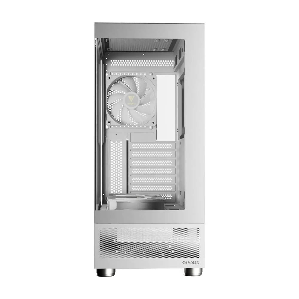 Gabinete Gamer Gamdias Mid Tower Atlas E1 WH Branco Com Lateral em Vidro Temperado +3 Fans ARGB