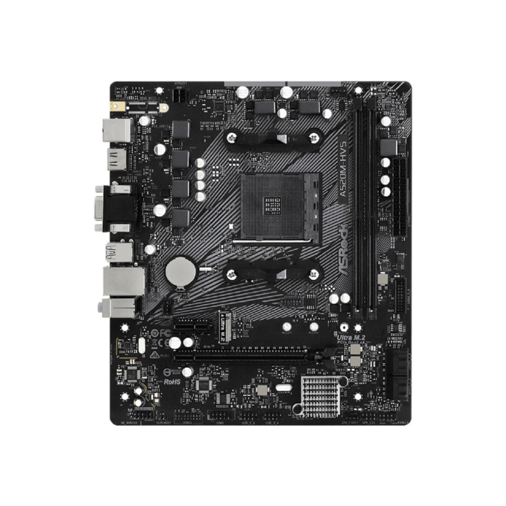 Placa Mae ASRock AM4 A520M-HVS  64Gb 2xDDR4 Socket AMD AM4 Ryzen Hdmi 2x Usb 2.0 4x Usb 3.2 - 90-MXBE60-A0BAY1Z