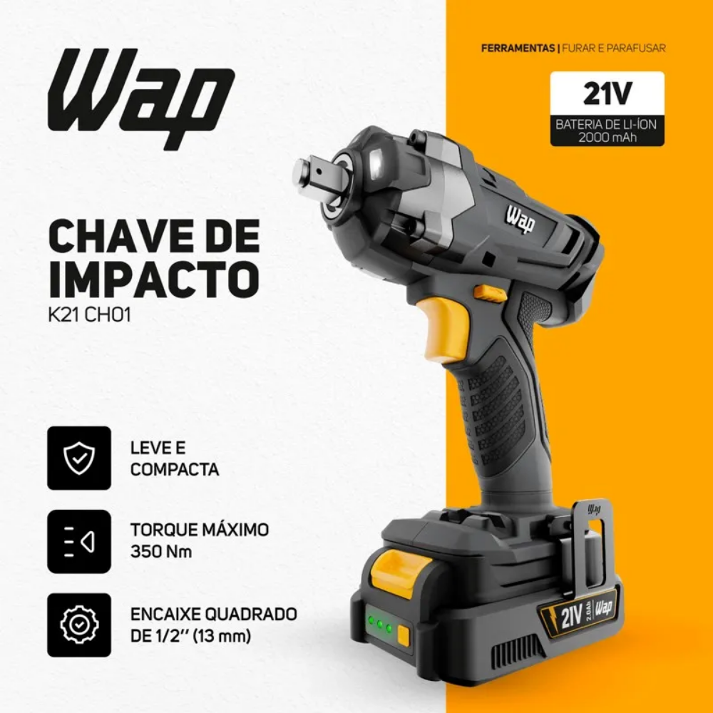 Chave de Impacto WAP C/ Bateria 21V - K21 CH01