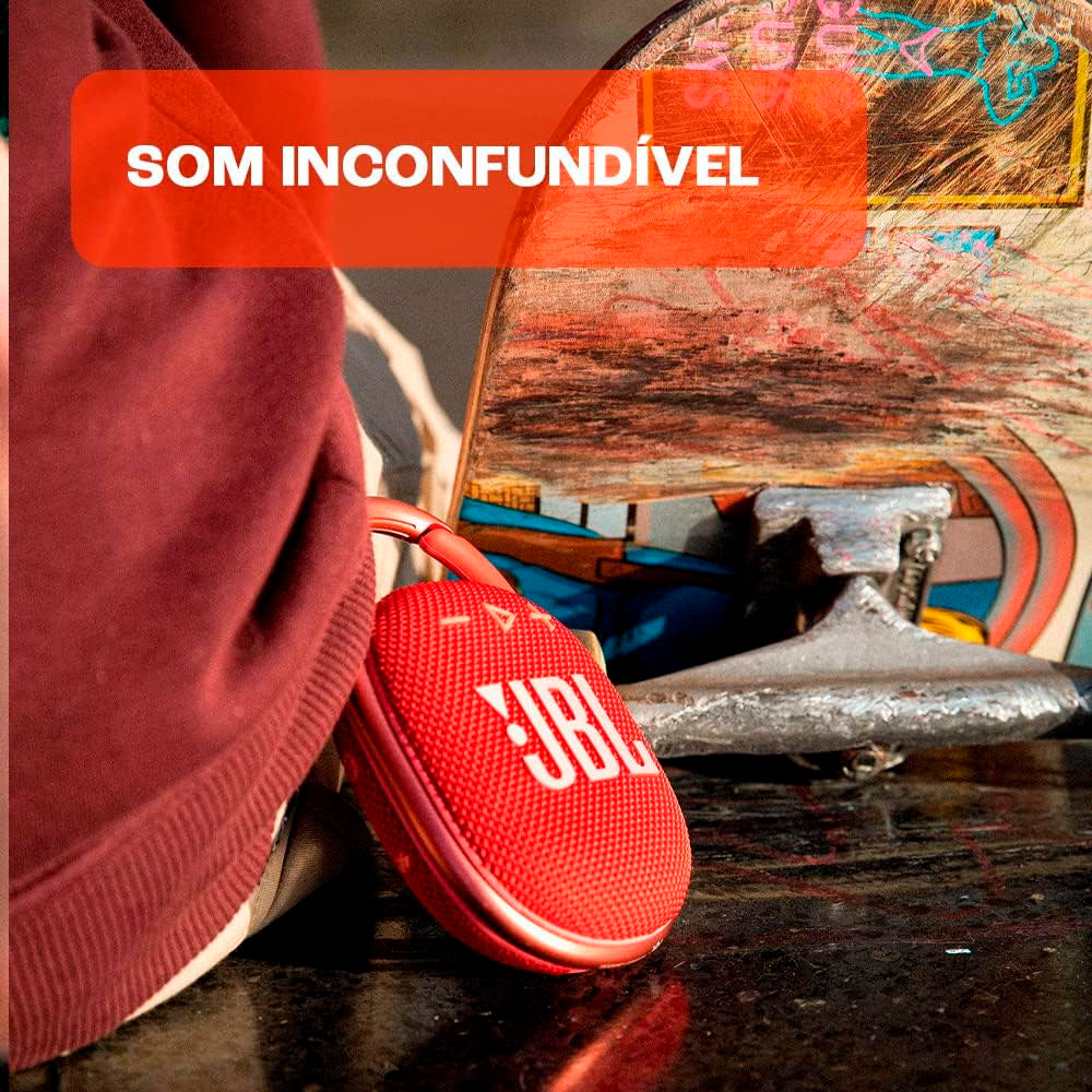 Caixa de Som Portátil Bluetooth JBL Clip 4 5W Vermelha