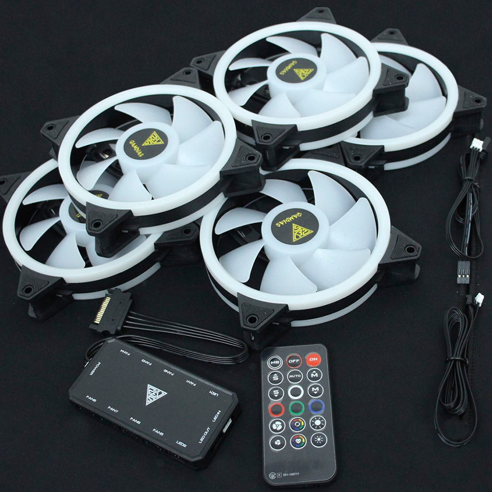 Kit c/ 5 Cooler Fan para Gabinete Gamdias Aeolus RGB 120mm Preto - M2-1205R