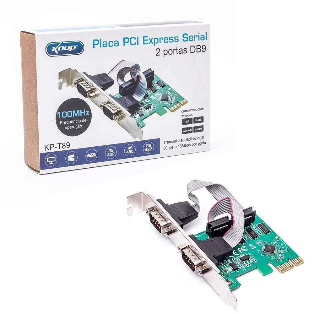Placa Pci-e 2 Portas Serial DB9 RS-232 Knup - KP-T89