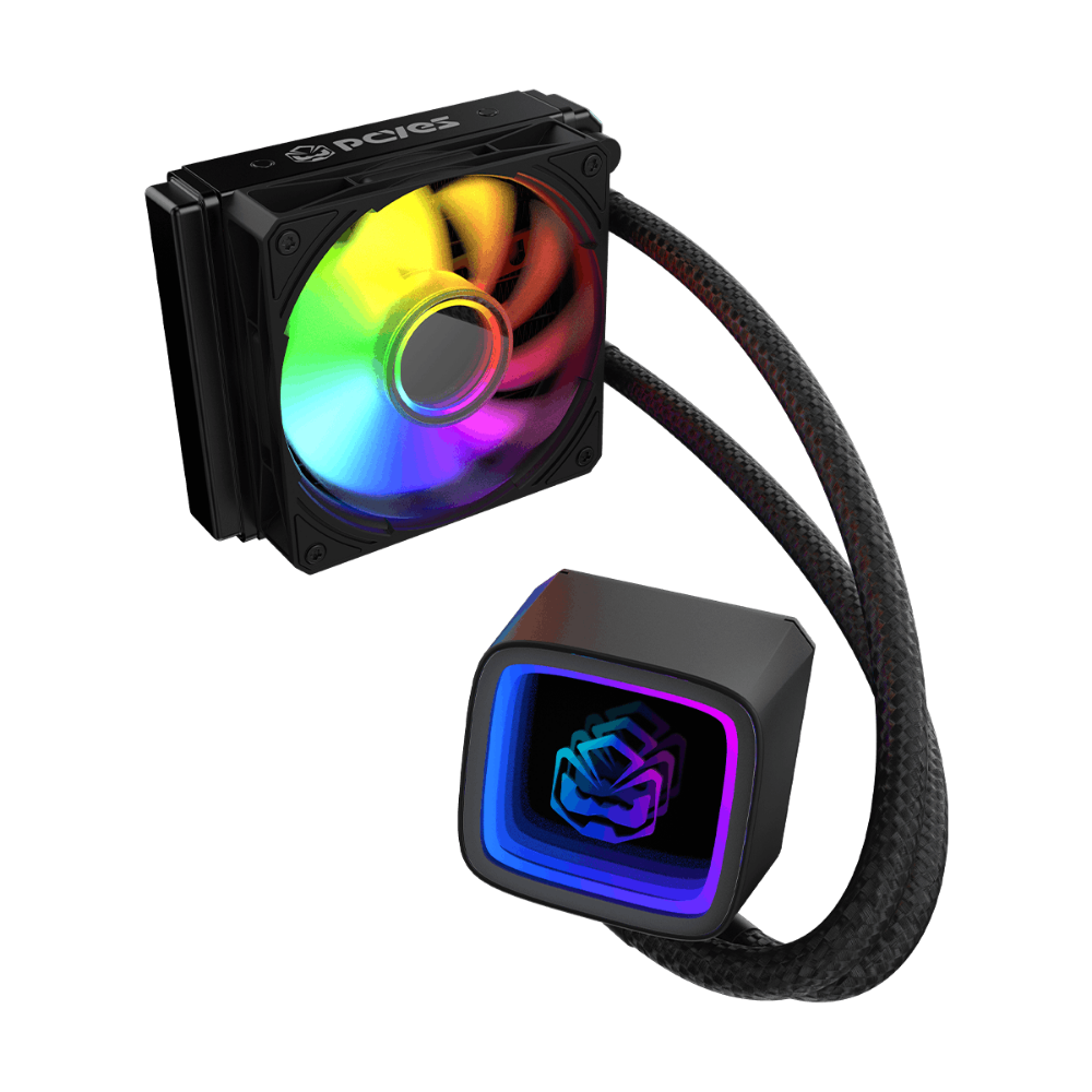 Water Cooler Single Fan PCYes Tundra 120mm ARGB (Intel/AMD) Black Vulcan - WCTBK120