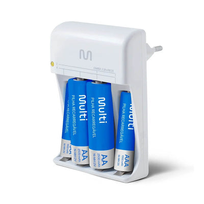 Carregador De Pilhas Multilaser C/2 Pilhas Aa + 2 Pilhas Aaa - Cb045