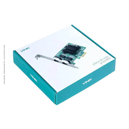 Placa De Rede Duas Portas Gigabit Pci-E 10/100/1000 Vinik Dual Channel Low Profile - PRV2P1000e