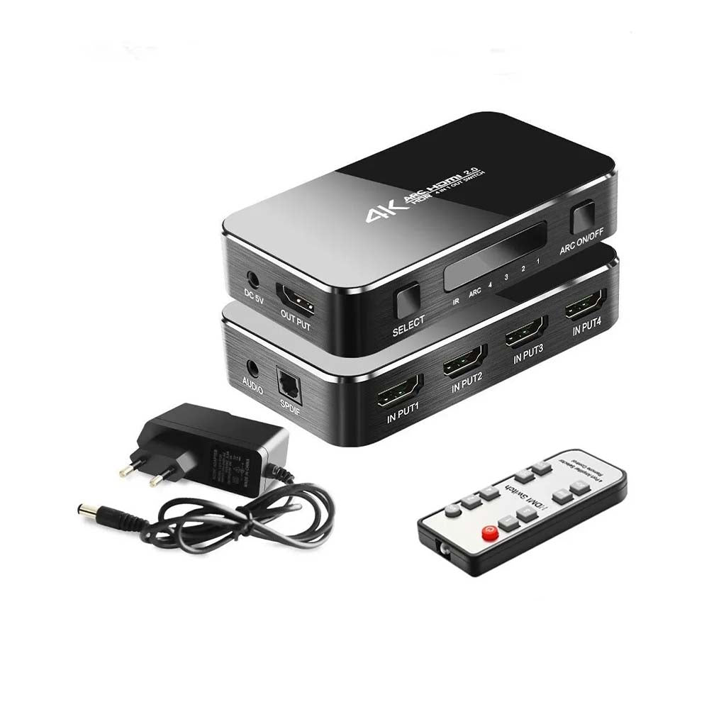 Switch Hdmi 4 Portas ARC C/ Controle Remoto