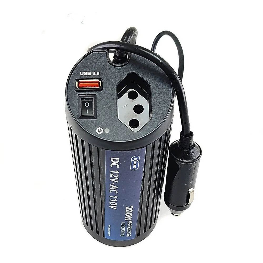Conversor Inversor de Tensão Veicular 200w 12v p/ 110V Knup - KP-IN902-110V