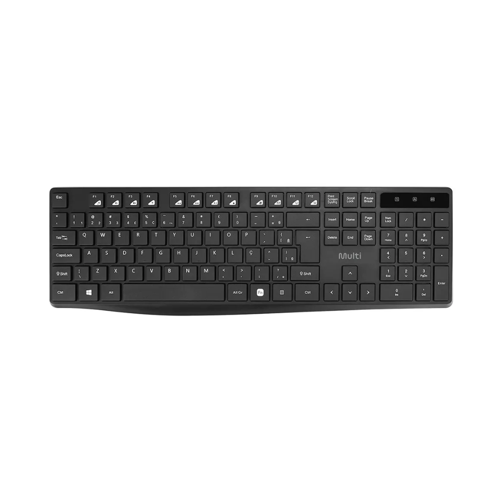 Teclado Sem Fio Wireless Multi C/ Teclas Multimídia 2.4 GHz Preto - TC611