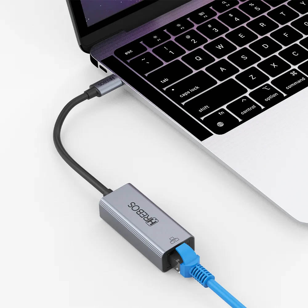 Adaptador Usb Tipo C Para Rj45 10/100/1000 2.5Gb Hrebos Ad-217 Aluminio