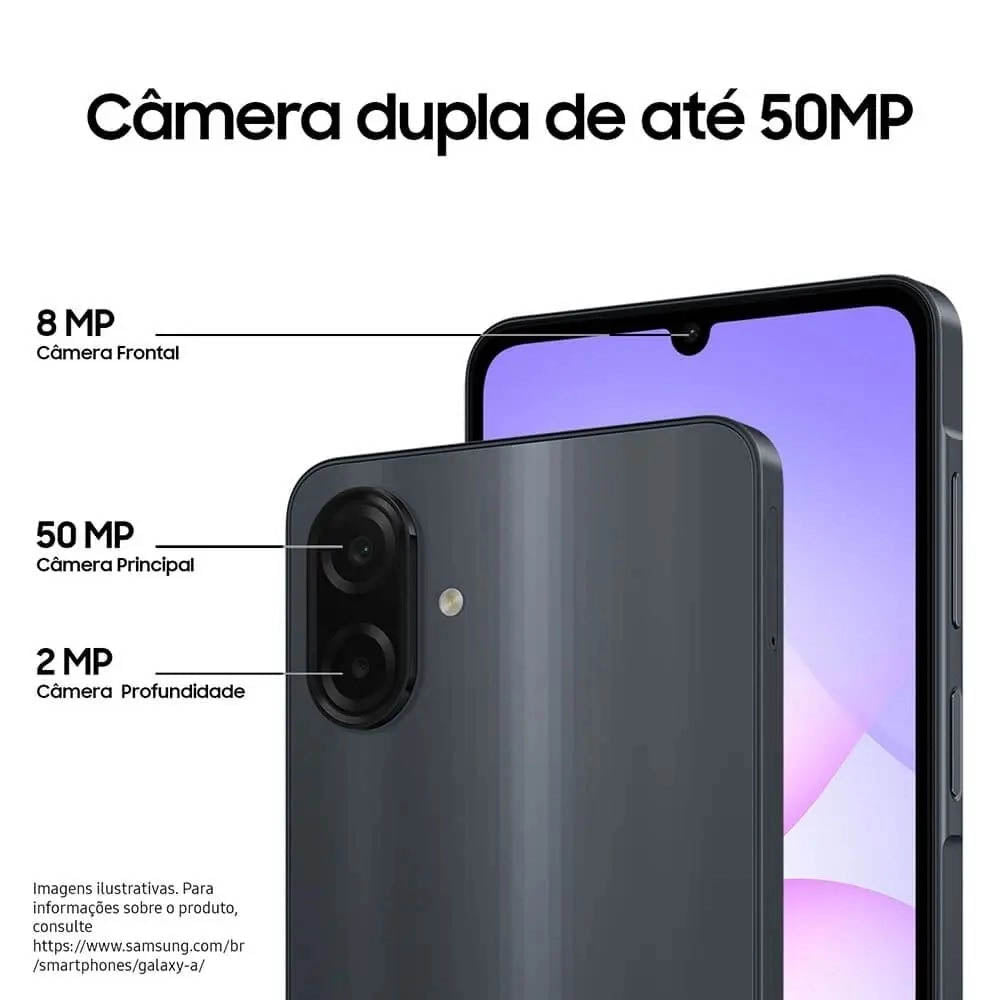 Smartphone Samsung Galaxy A07 4G 256Gb 8Gb 50Mp Tela 6.7" Preto - SM-A075MZKSZTO
