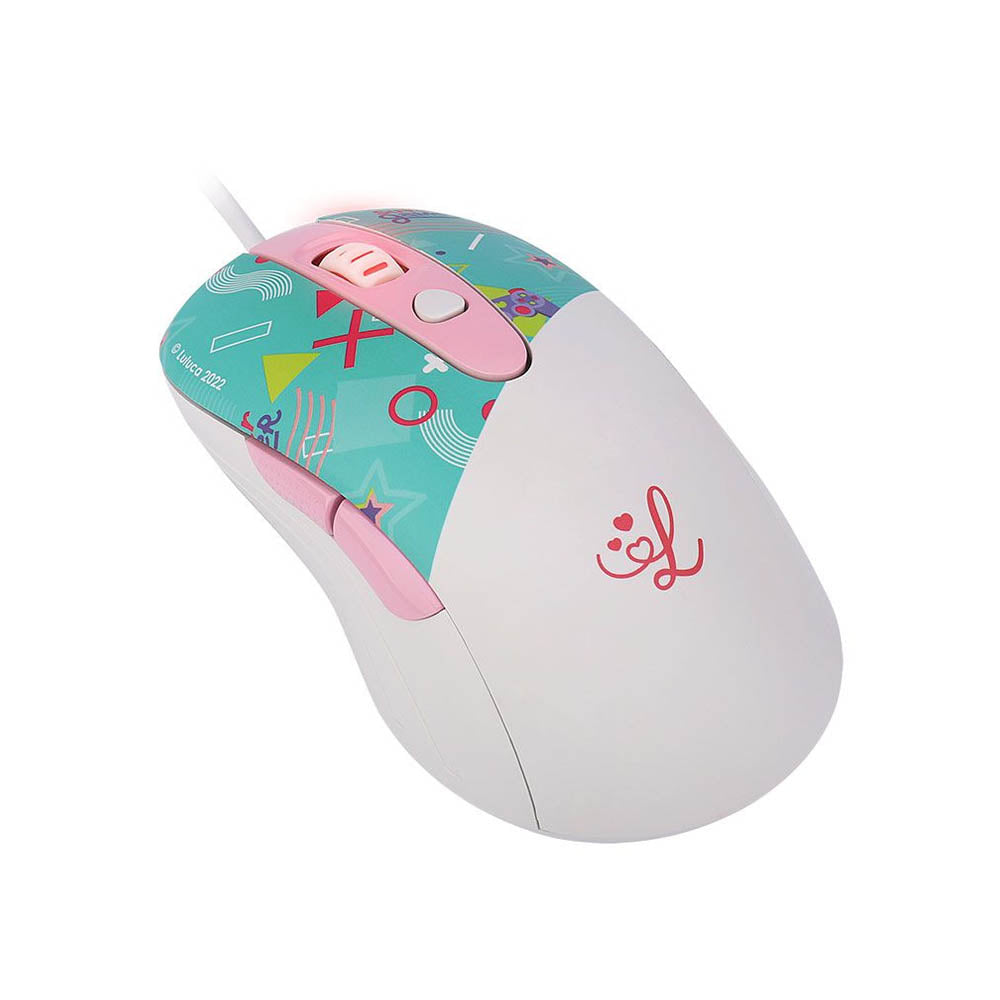 Mouse Gamer Redragon Luluca 7200dpi 5 Botões Branco C/ Estampa RGB - L703