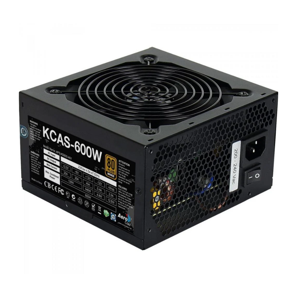 Fonte Real Atx 600w Aerocool Kcas 80 Plus Pfc Bronze
