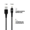 Kit Carregador de Parede Turbo Slim + Cabo Nylon Kevlar Preto USB Tipo C / USB 1,5m GShield - GS-8326