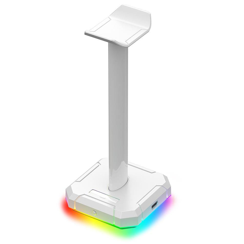 Suporte p/ Headset RGB Scepter Lunar White Redragon C/ 4 Portas Usb Branco - HA300-W