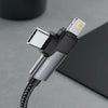 Cabo de Dados  2 em 1 USB-C p/ USB-C/Lightning  Essager 65w 1Mt Nylon Cinza - EXCTTL-WL0G-P