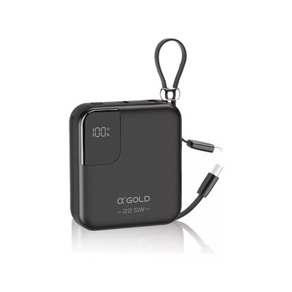 Carregador Portátil Power Bank AGold 10000Mah Turbo e PD Usb Tipo C e Lighting Preto - BTE-48A