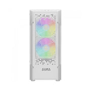 Gabinete Gamer Gamdias Mid Tower Aura GC7 WH Branco Com Lateral em Vidro Temperado + 3 Fans ARGB