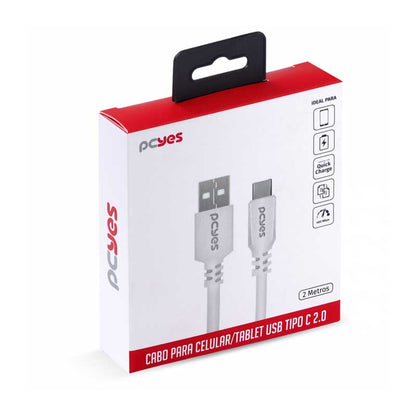 Cabo Usb Tipo C Para Celular 2mt PCYes - PUACB-02