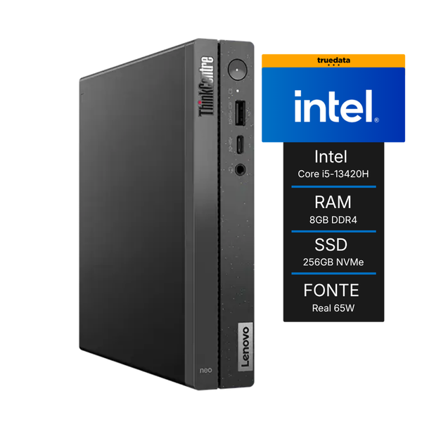 Mini Computador Lenovo ThinkCentre Neo 50Q Intel Core I5-13420H 8gb 256Gb Ssd Win11 Pro C/ Teclado e Mouse - 12LM0000BO