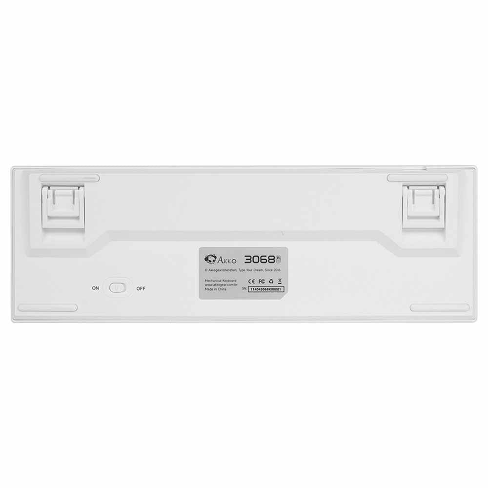 Teclado Gamer Mecanico Akko 3068B Plus White Switch Akko Orange RGB Branco