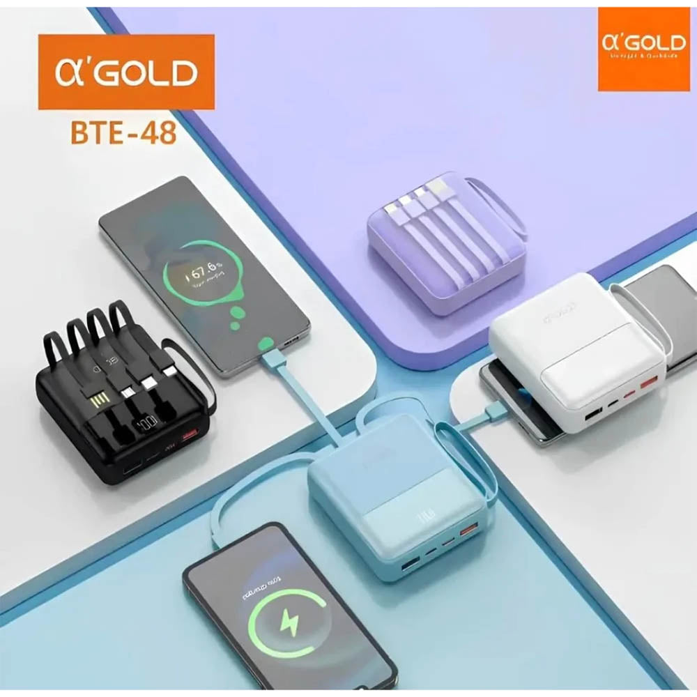 Carregador Portátil Power Bank AGold 10000Mah Multiconexões Turbo PD 22.5W - BTE-48