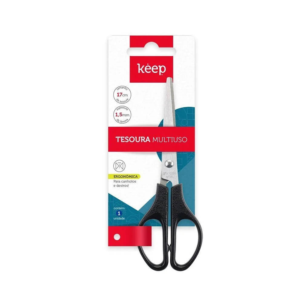 Tesoura Multiuso Keep 17cm Preta - EI174