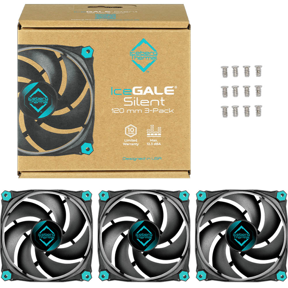 Kit c/ 3 Cooler Fan para Gabinete Iceberg Thermal IceGale Silent 120mm - ICEGALE12S-BBT-3A