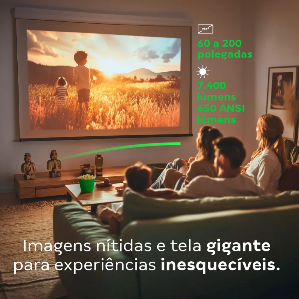 Projetor Intelbras PFL 6520 Full HD 7400 Lumens LED HDMI Usb Wi-fi 200 Pols - 4290058
