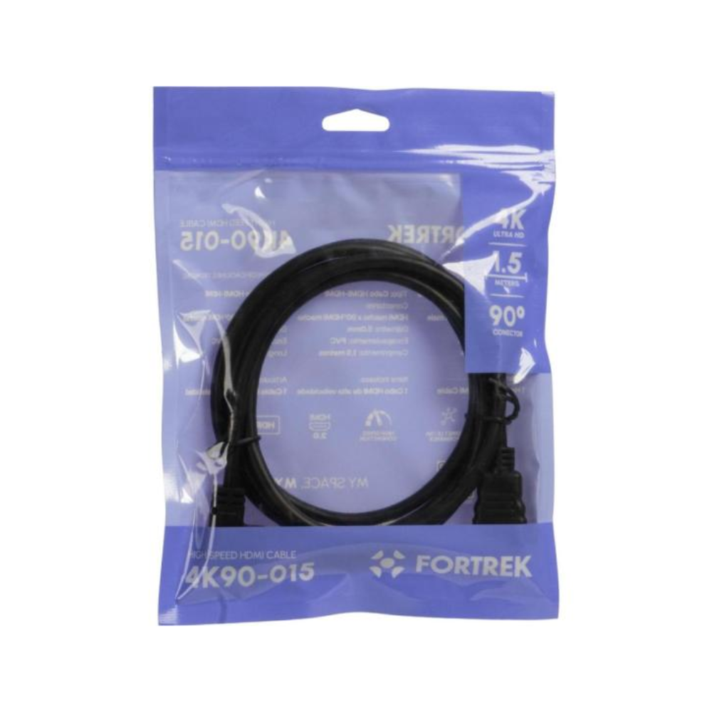 Cabo Hdmi 1.5mts 4k 90° Fortrek 4K90-015 Preto - 83594