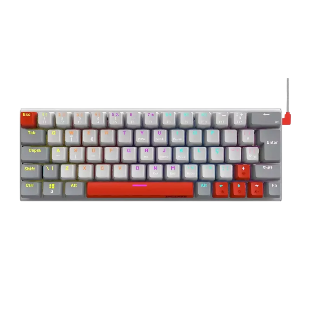 Teclado Gamer Mecanico PCYes Kuromori White Ghost Outemu Blue Abnt2 RGB - PTKMWG60BL