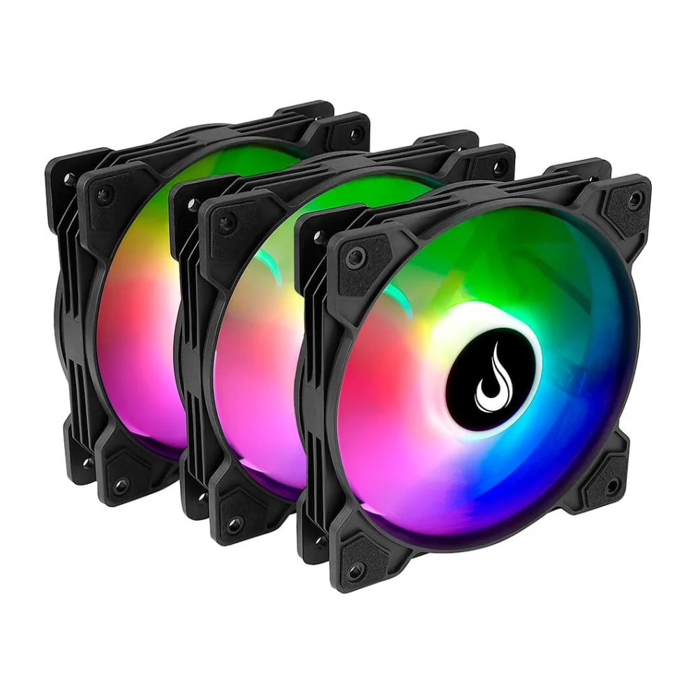 Kit 3x Cooler Fan Para Gabinete  Rise Mode  Led Color Rainbow 120mm - RM-XLD-01-RBW