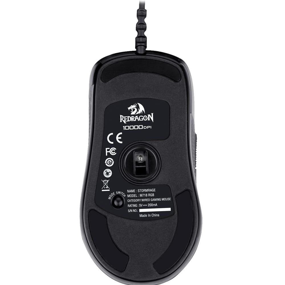 Mouse Gamer Redragon Stormrage 7 Botões 10000dpi Preto RGB - M718-RGB