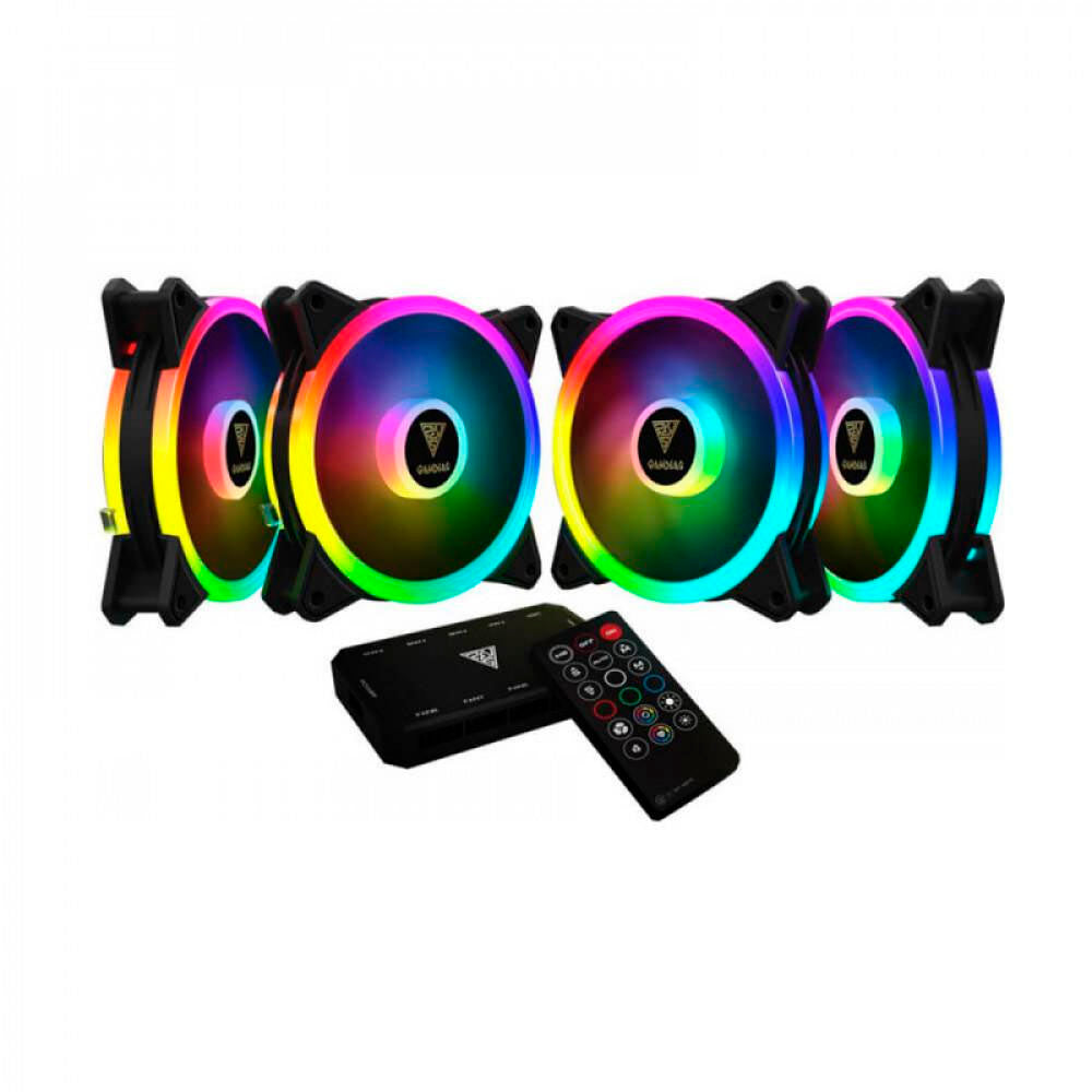 Kit c/ 4 Cooler Fan para Gabinete Gamdias Aeolus RGB 120mm C/ Fita Led e Controladora - M2-1204R ELITE Truedata