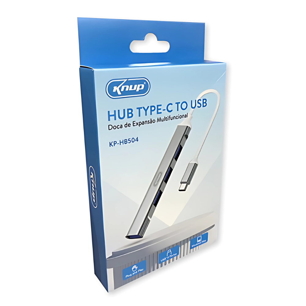 Hub Usb Tipo C 4 Portas USB 3.0 e USB 2.0 Knup - KP-HB504