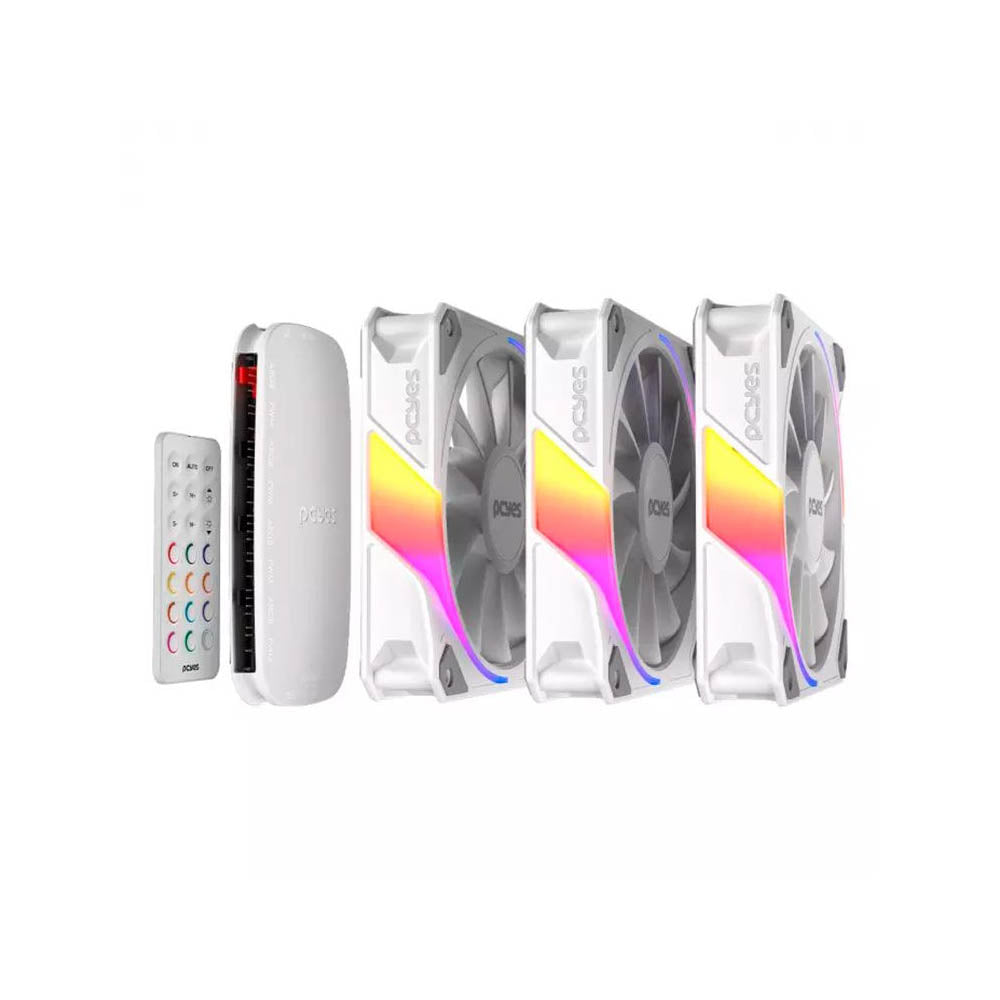 Kit 3x Cooler Fan Para Gabinete PCYes Sangue Frio 3 ARGB 120mm + Controladora - K3ARGBSF3WGBR Truedata