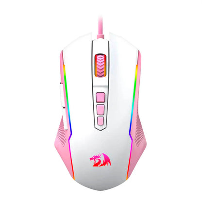 Mouse Gamer Redragon Ranger 9 Botões 12400dpi Branco/ Rosa RGB - M910WP-RGB